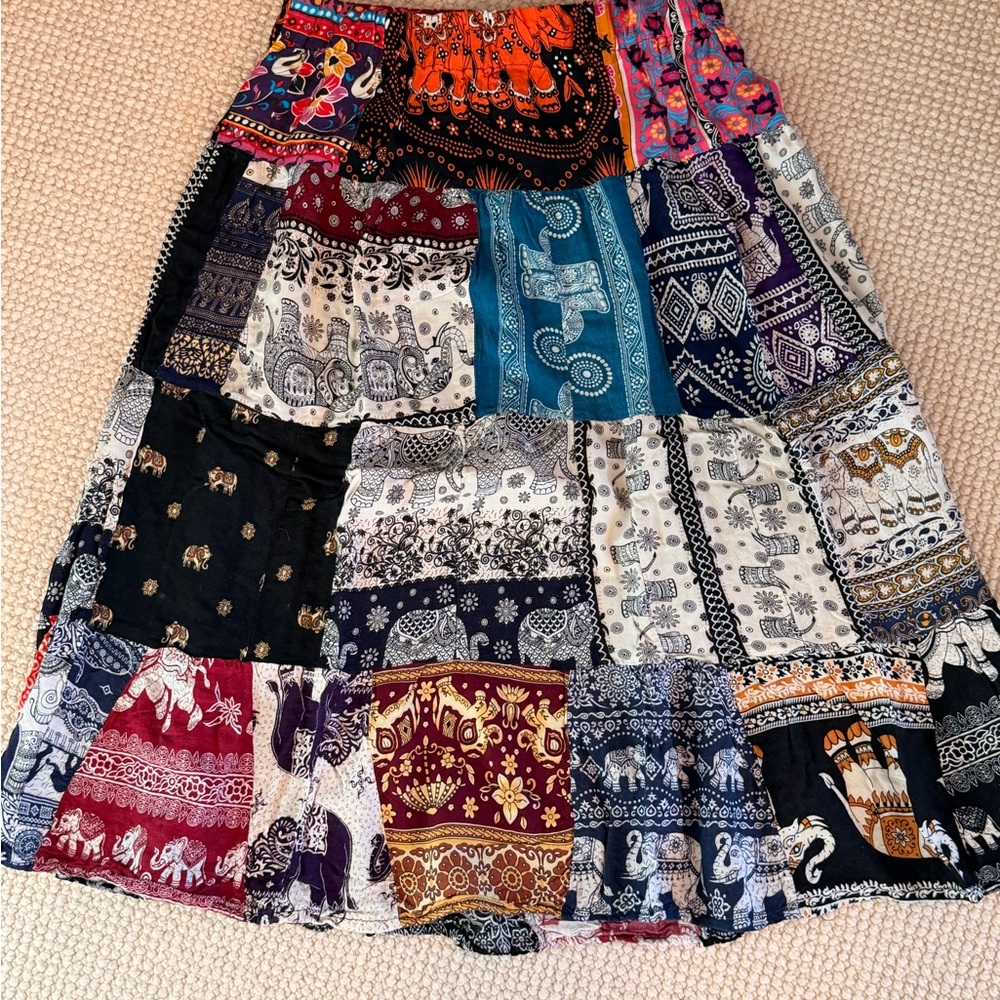 Bohemian Patchwork Maxi Skirt